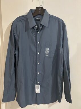 Van Heusen Men's Long Sleeve Dress Shirt in Slate Gray-Blue